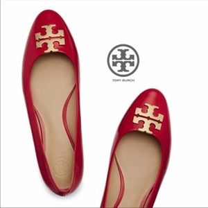 Tory Burch Red Gold Raleigh Flats Size 7